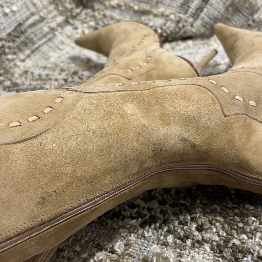 Nine West Studio Suede Over-the-Knee Pointed Tan Y2K Boots Size 7.5 - Picture 7 of 16